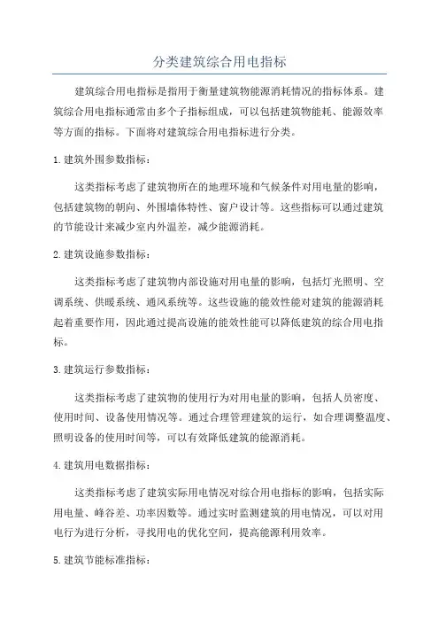 分类建筑综合用电指标