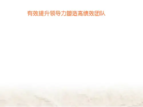 有效提升领导力塑造高绩效团队培训讲义