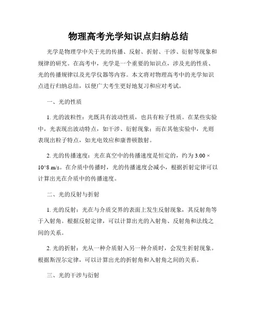 物理高考光学知识点归纳总结