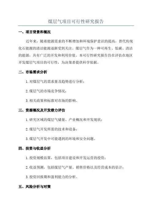 煤层气项目可行性研究报告
