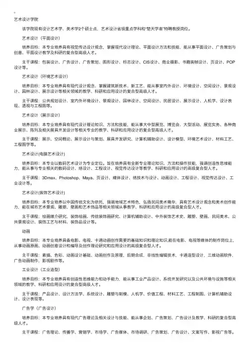 湖北工业大学艺术设计学院专业介绍