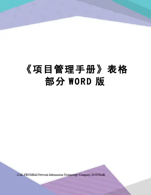 《项目管理手册》表格部分WORD版