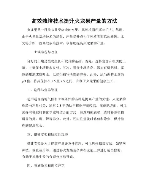 高效栽培技术提升火龙果产量的方法