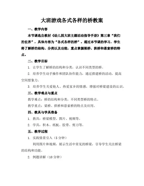 大班游戏各式各样的桥教案