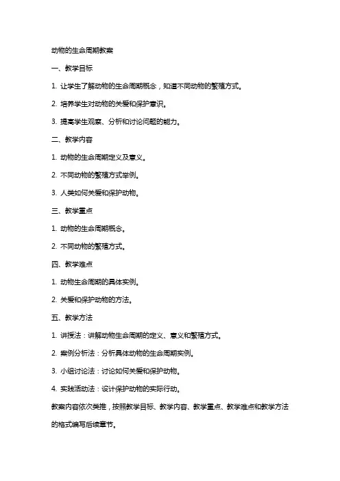 动物的生命周期教案