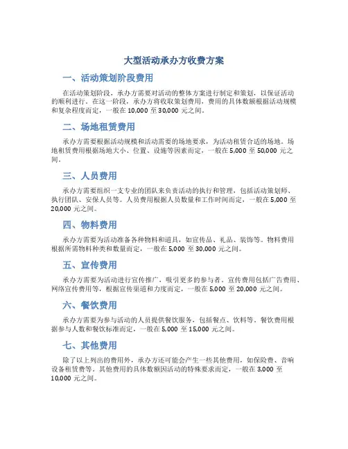 大型活动承办方收费方案