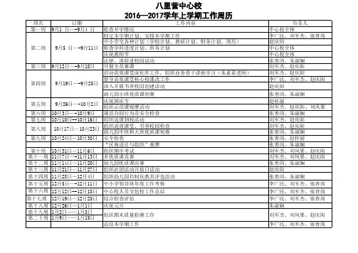 2016-2017学年上学期工作周历