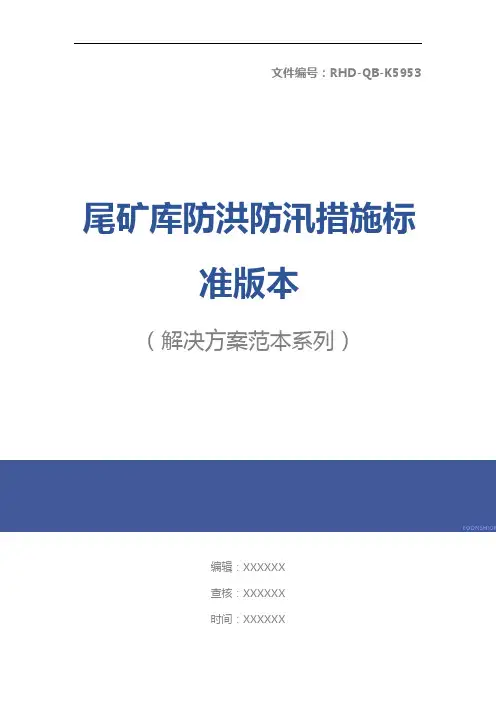 尾矿库防洪防汛措施标准版本