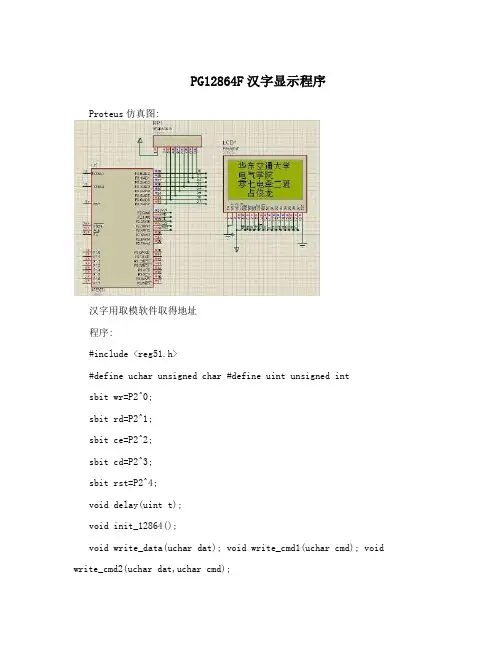 PG12864F汉字显示程序