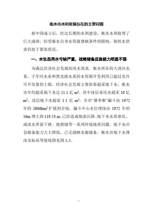 衡水市水利发展存在的问题