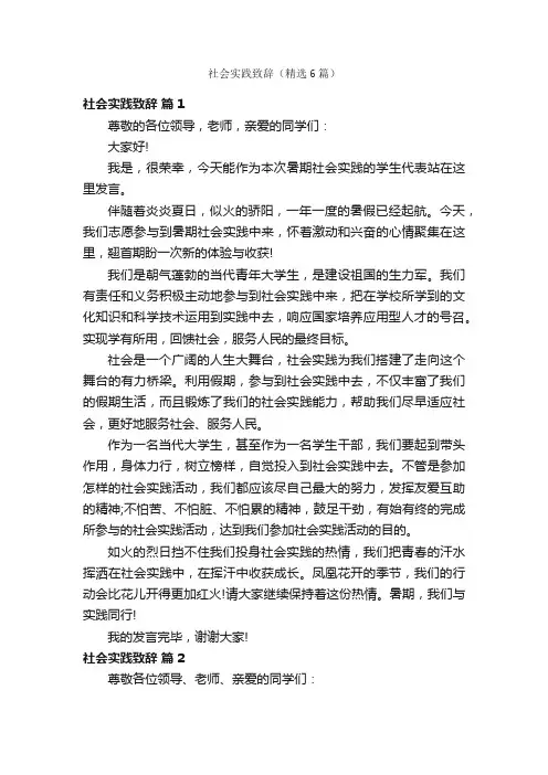 社会实践致辞（精选6篇）