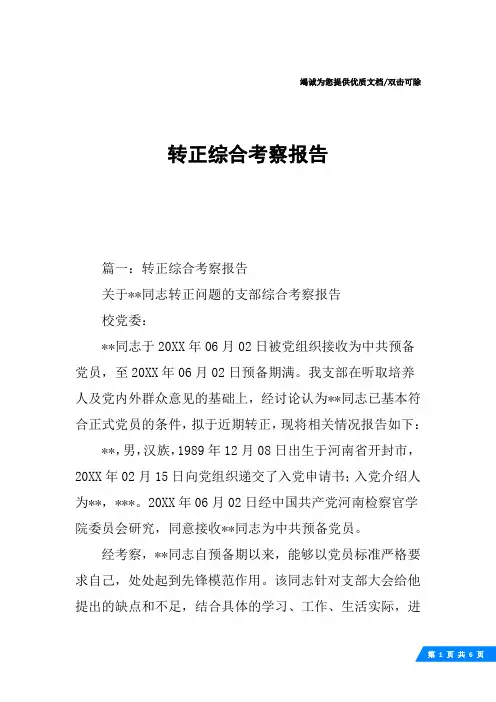 转正综合考察报告