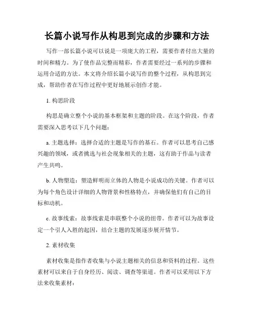 长篇小说写作从构思到完成的步骤和方法