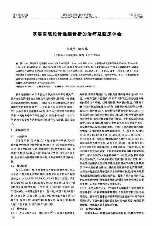 基层医院股骨远端骨折的治疗及临床体会