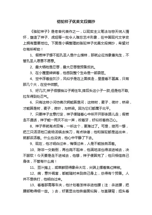 骆驼祥子优美文段摘抄