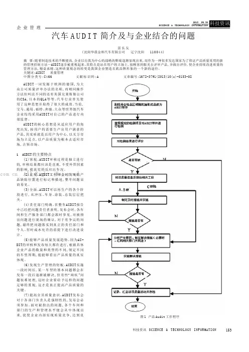 汽车AUDIT简介及与企业结合的问题