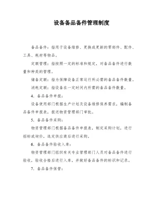设备备品备件管理制度