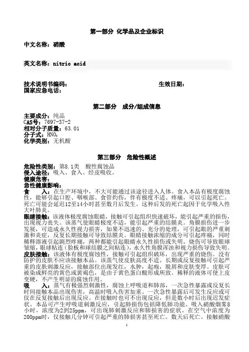 MSDS硝酸