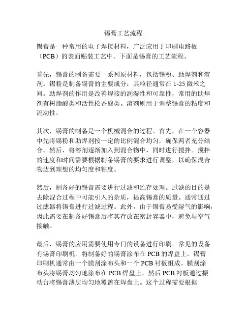 锡膏工艺流程