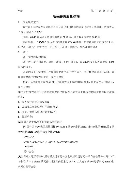 表面质量标准