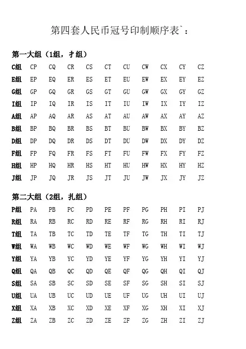 第四套人民币所有冠号大全汇编