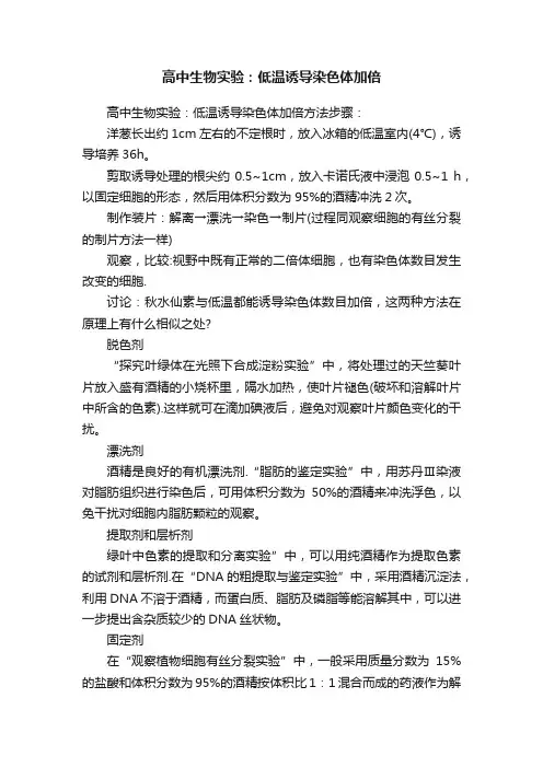 高中生物实验：低温诱导染色体加倍