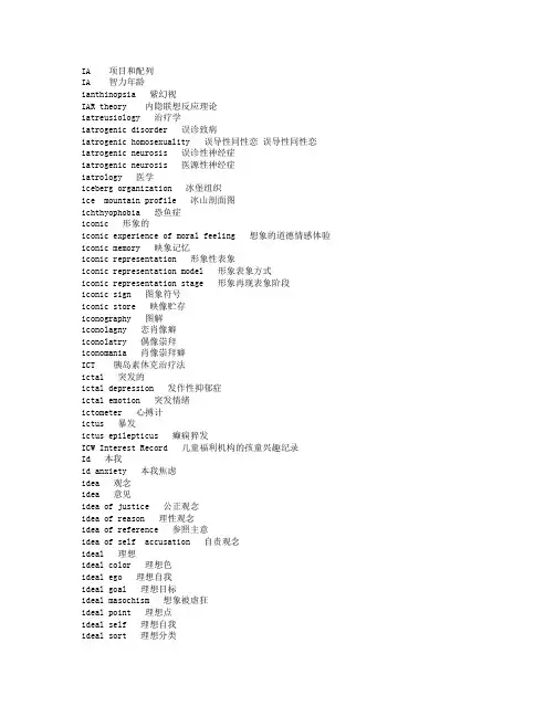 心理学专业英文词汇【I】