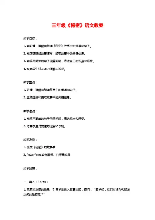 三年级《秘密》语文教案