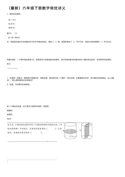 （最新）六年级下册数学培优讲义