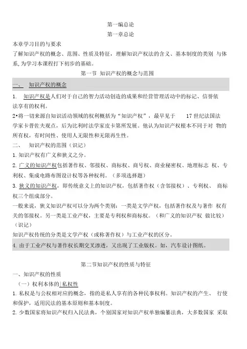 自考知识产权法笔记