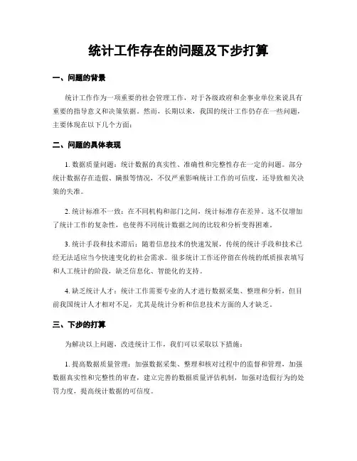统计工作存在的问题及下步打算