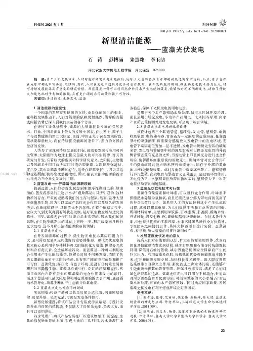 新型清洁能源——蓝藻光伏发电