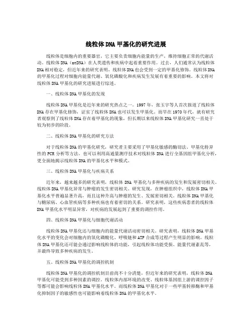 线粒体DNA甲基化的研究进展