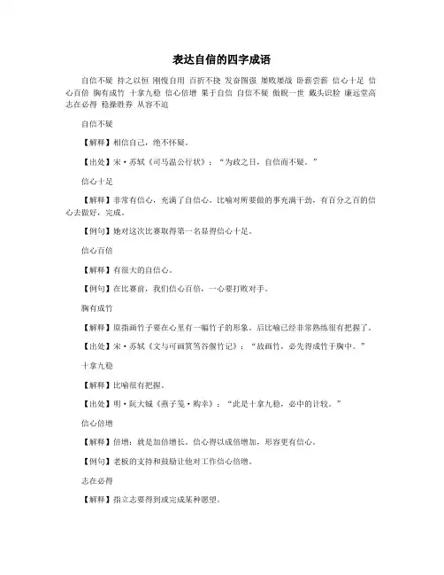 表达自信的四字成语