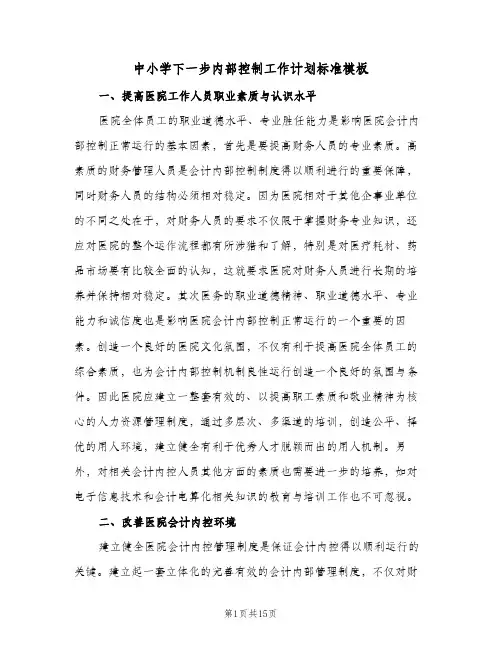 中小学下一步内部控制工作计划标准模板(2篇)