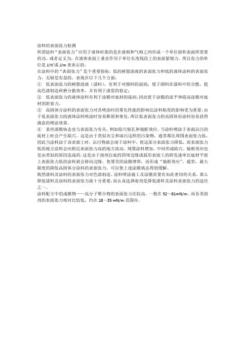 涂料的表面张力检测