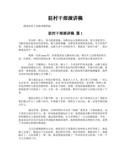 驻村干部演讲稿