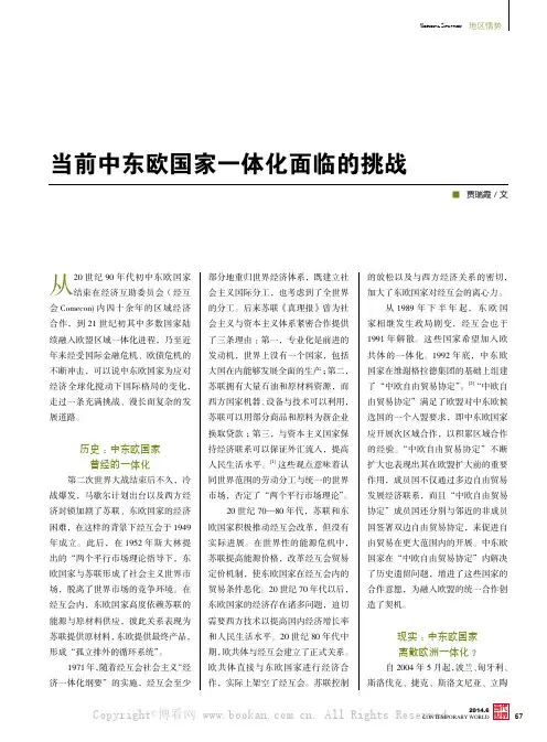 当前中东欧国家一体化面临的挑战