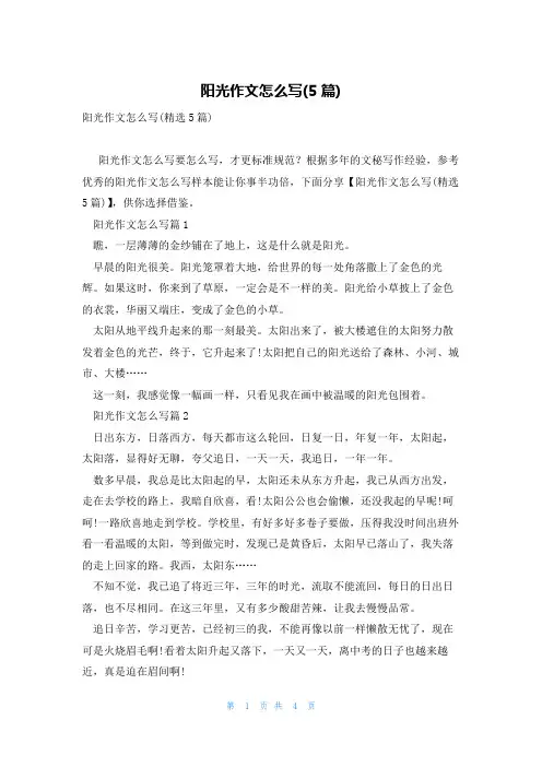 阳光作文怎么写(5篇)