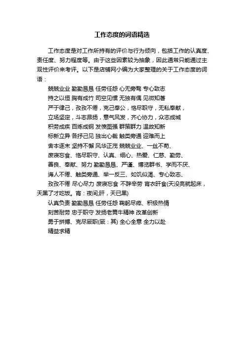 工作态度的词语精选