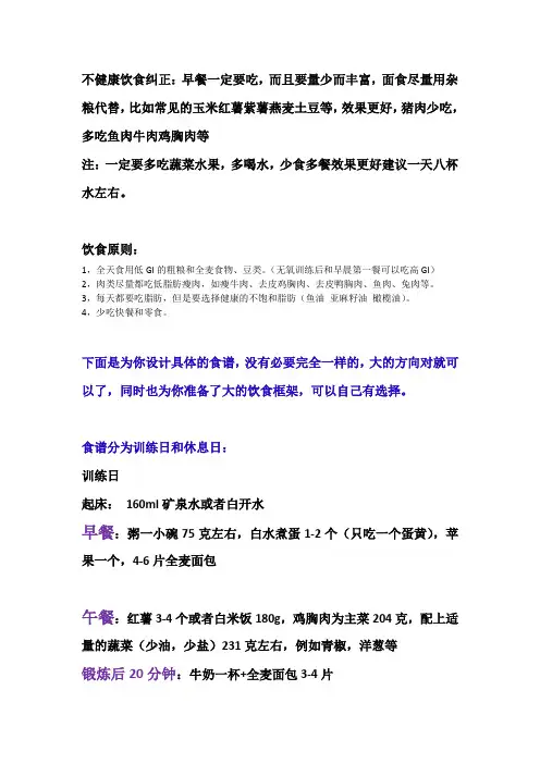 健身食谱(适合减脂增肌)