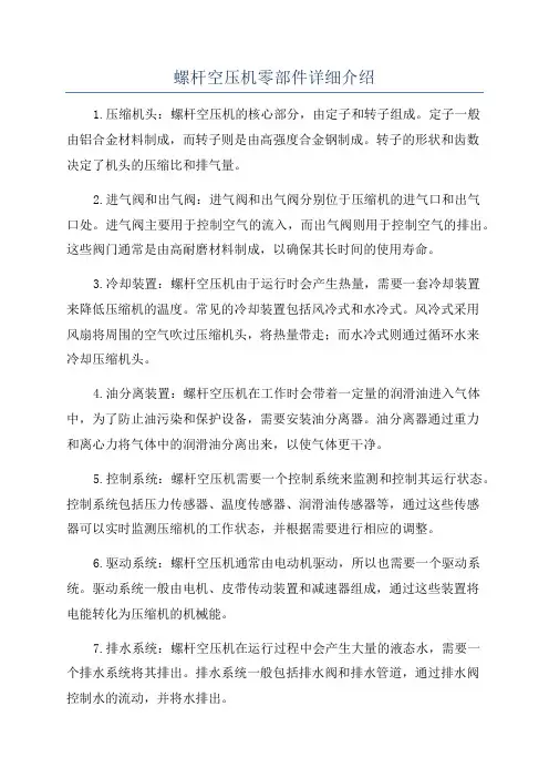 螺杆空压机零部件详细介绍