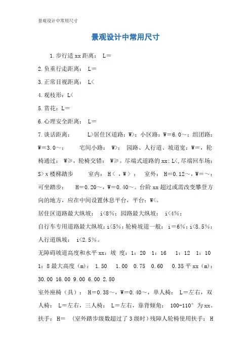 景观设计中常用尺寸