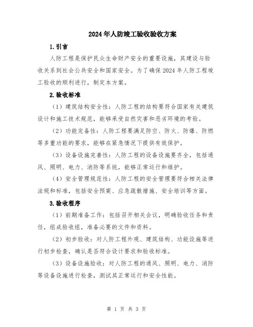 2024年人防竣工验收验收方案