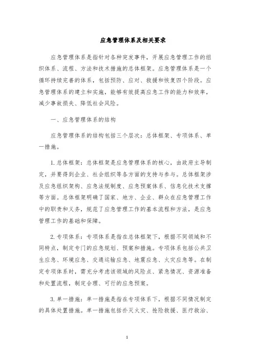 应急管理体系及相关要求