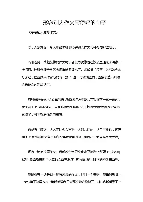 形容别人作文写得好的句子