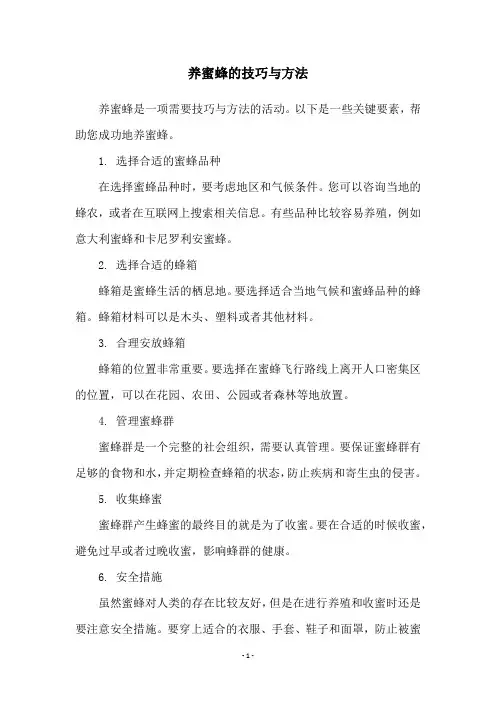 养蜜蜂的技巧与方法