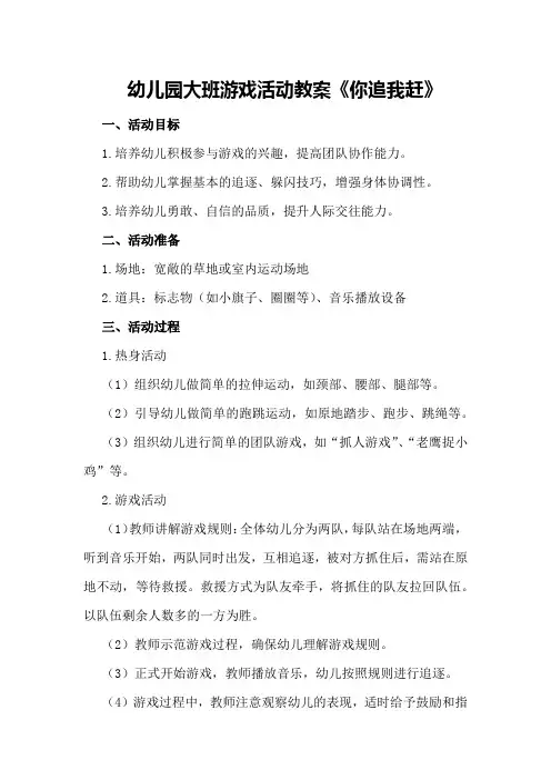 幼儿园大班游戏活动教案《你追我赶》