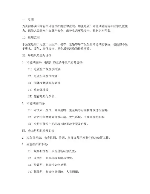 电镀厂环境风险应急预案