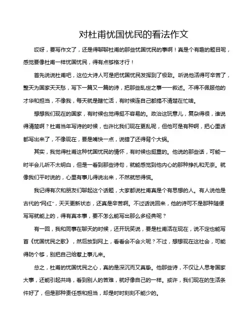 对杜甫忧国忧民的看法作文